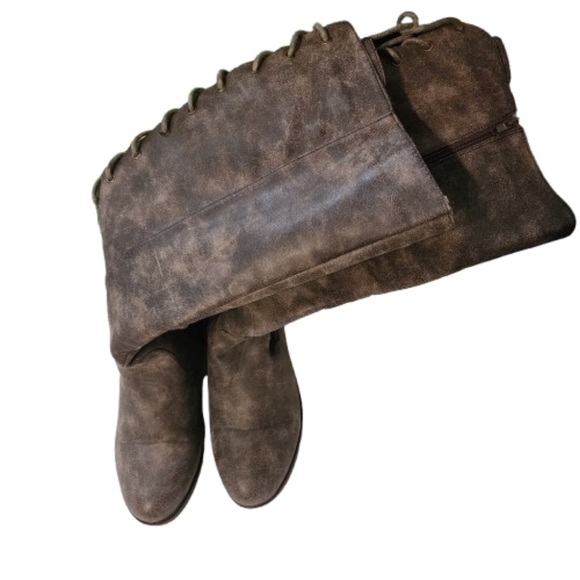 Womens 8.5 Montana Brown Knee-High Lace-Up Western Equestrian Boho Riding Boots - Picture 6 of 8